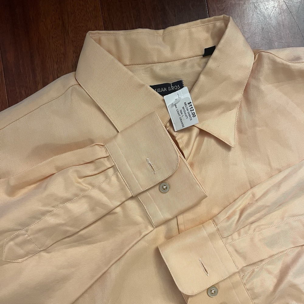 Gitman Bros Shirt Mens L Peach Melon Dress Button Up USA Made Cotton Classic Vtg